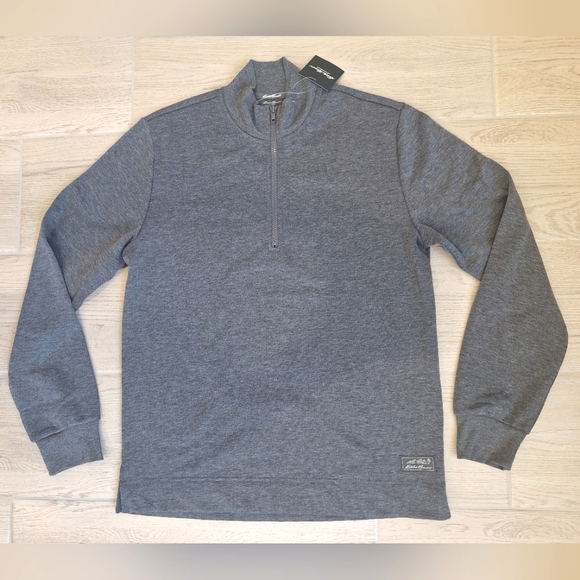 Eddie Bauer men's gray long-sleeved 1/4 zip pullover sweatshirt - size small NWT - Picture 1 of 10